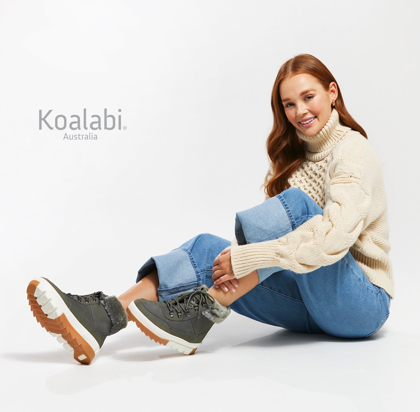 A Model Wearing Aria Winter Shoes Australia - Koalabi Australia - Gray