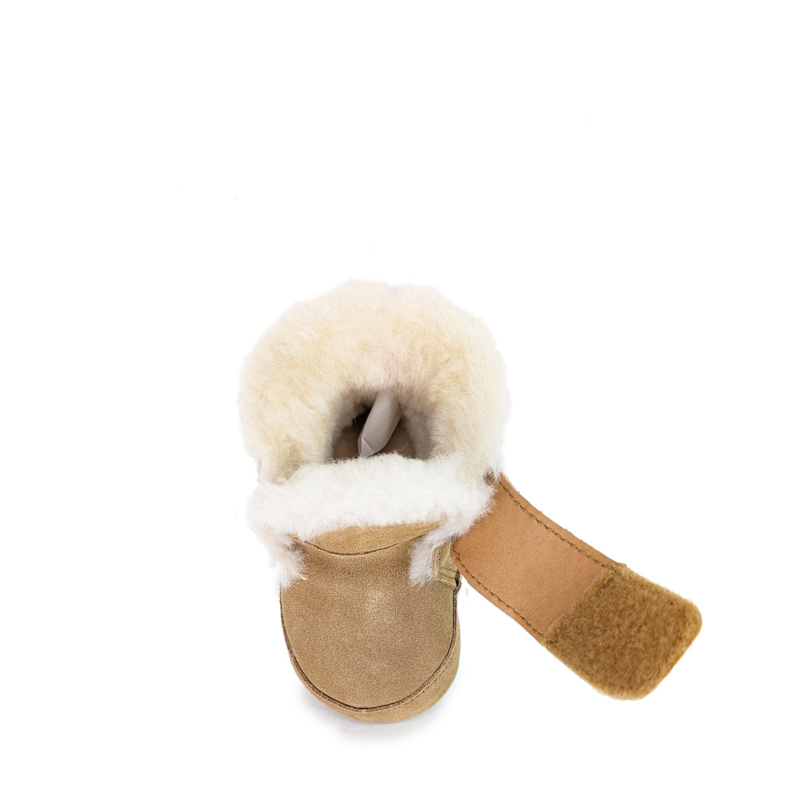 Koalabi baby bootie – chestnut sheepskin front view