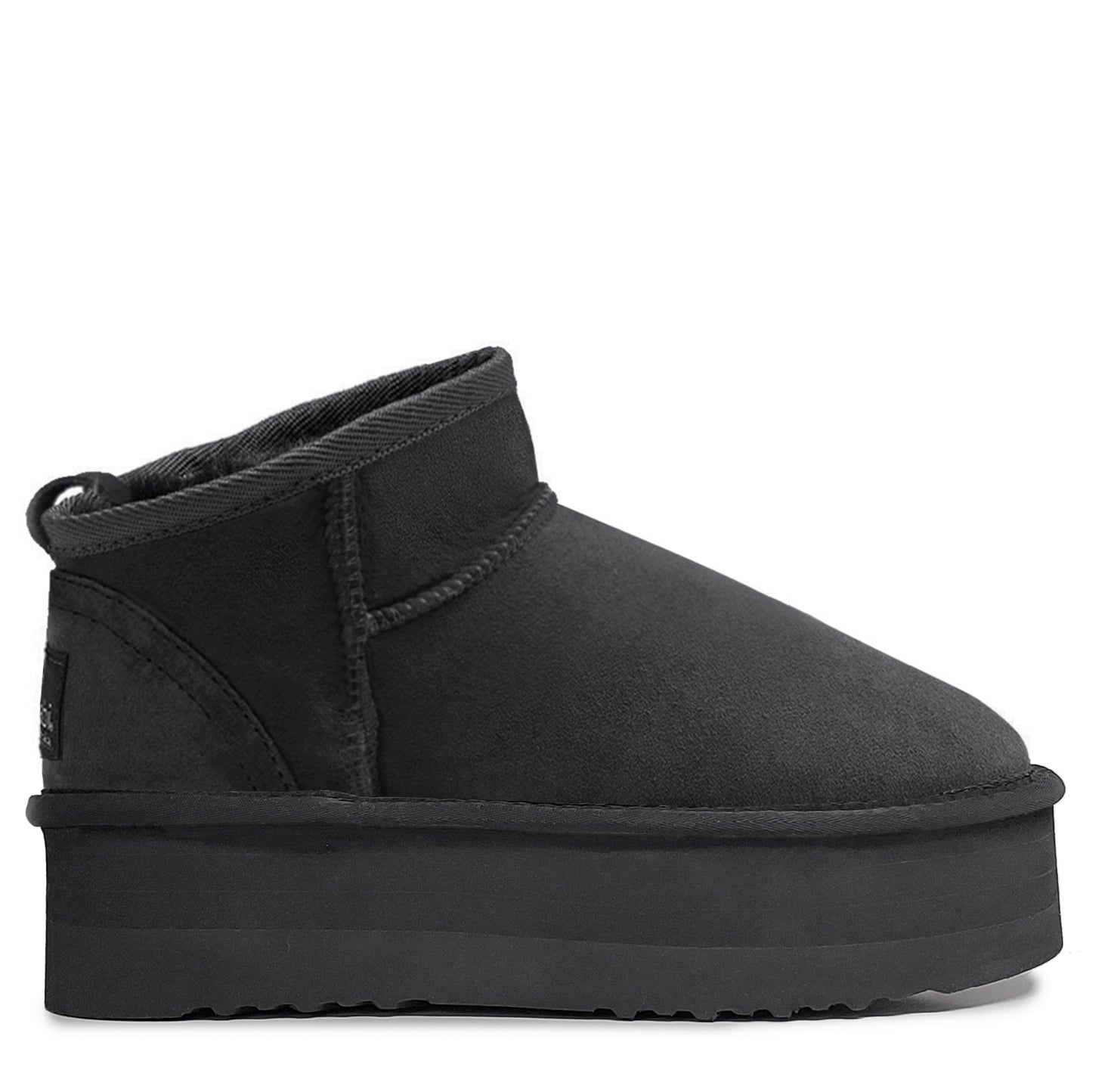 Close-up of the plush Australian sheepskin lining inside the Joey Platform boot.