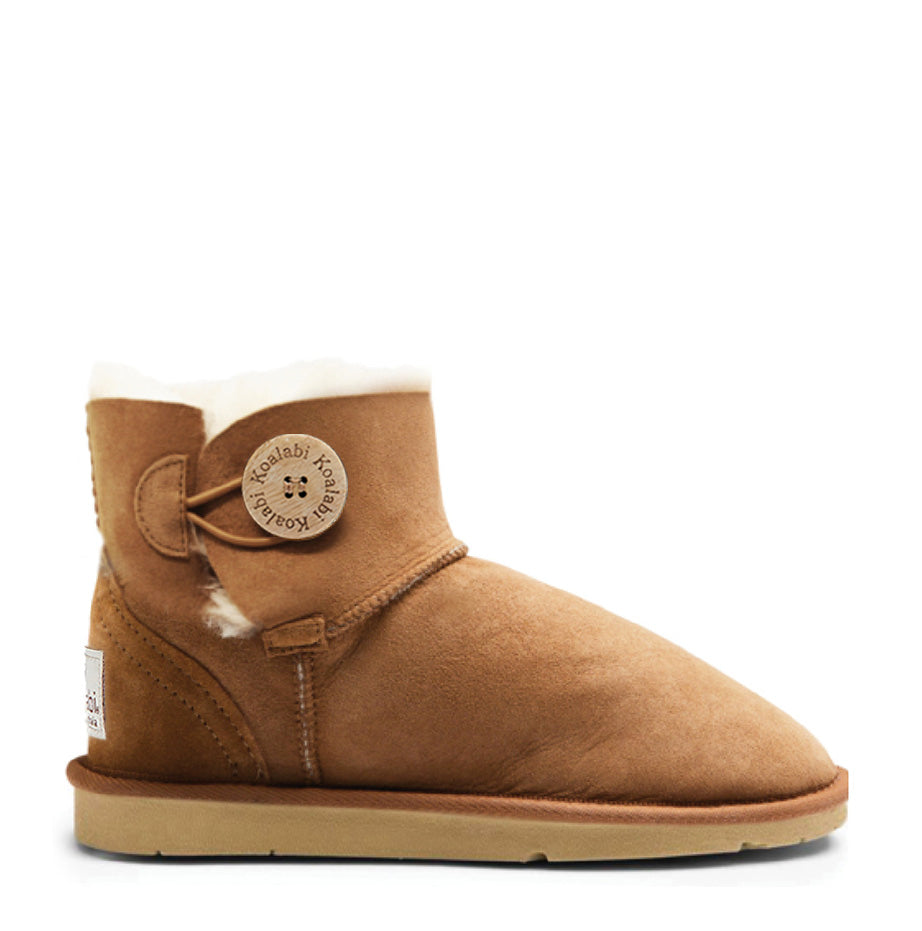 Button Mini Sheepskin Boot - BUTTONCHESTNUTSIDE