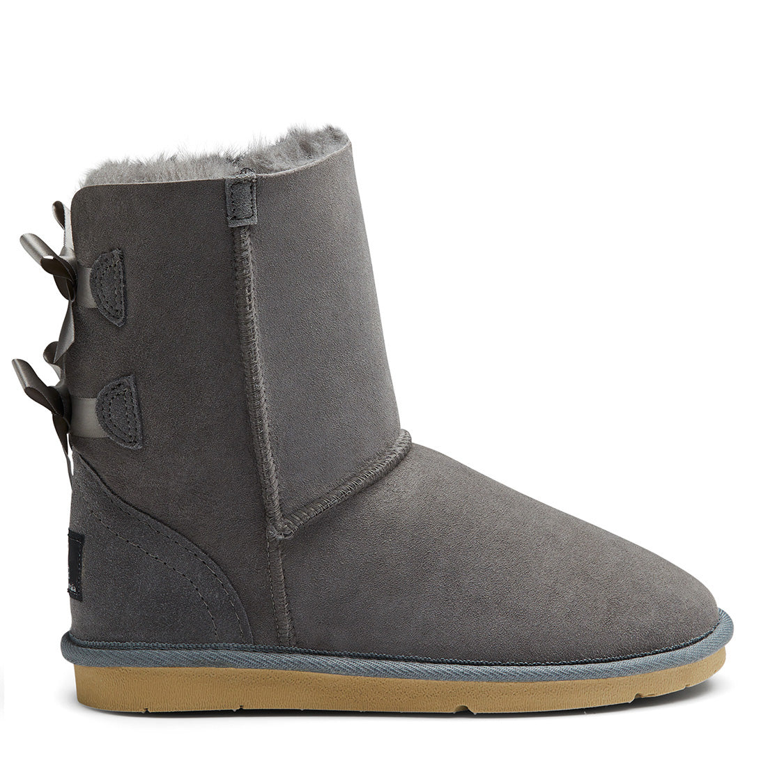 Arrow Short Sheepskin Boots - Koalabi Australia - Gray - ARROWSHORTGLSIDE