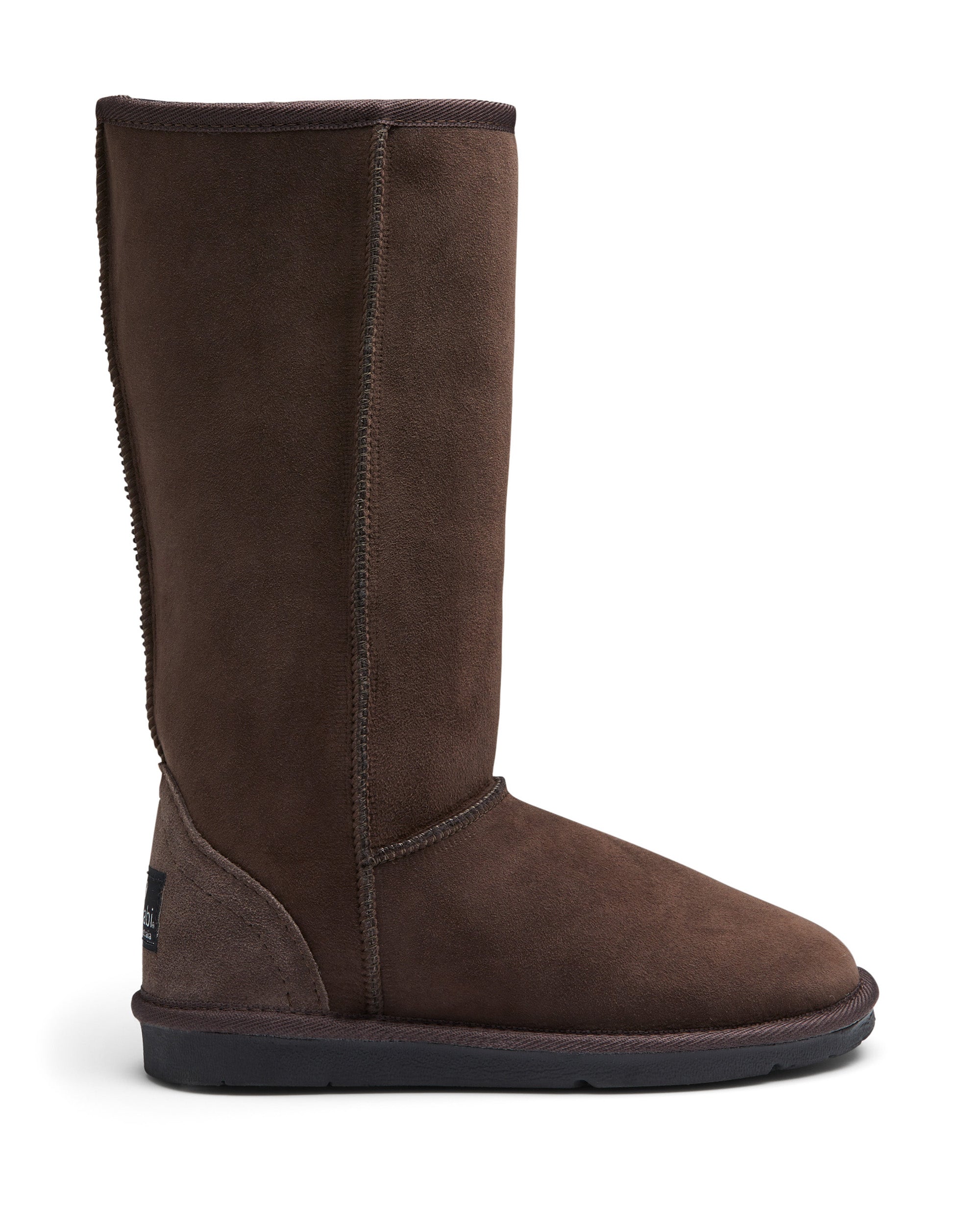 Classic Tall Sheepskin Boot- Side View Black - Koalabi Australia