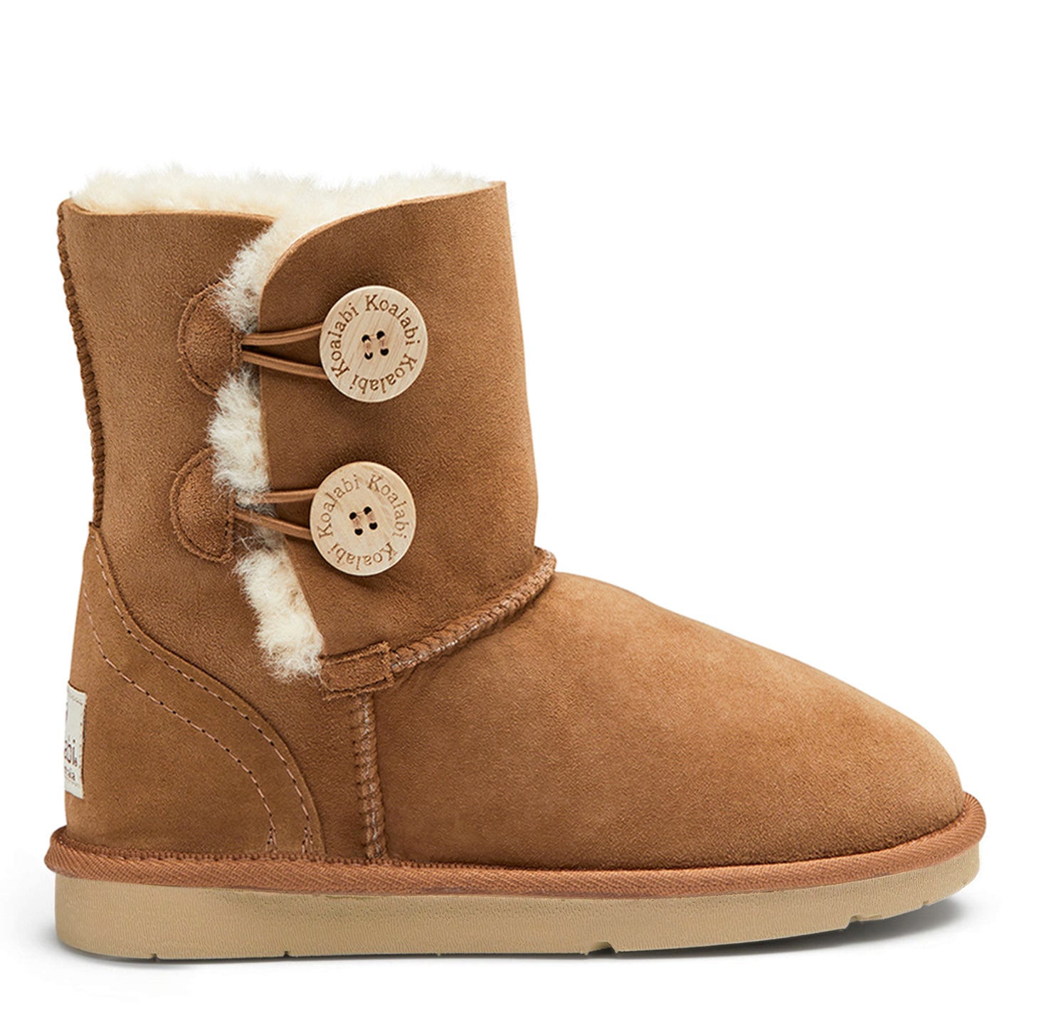 Double Button Sheepskin Boots Australia - DOUBLEBUTTONCHESTNUTKOALABISIDE
