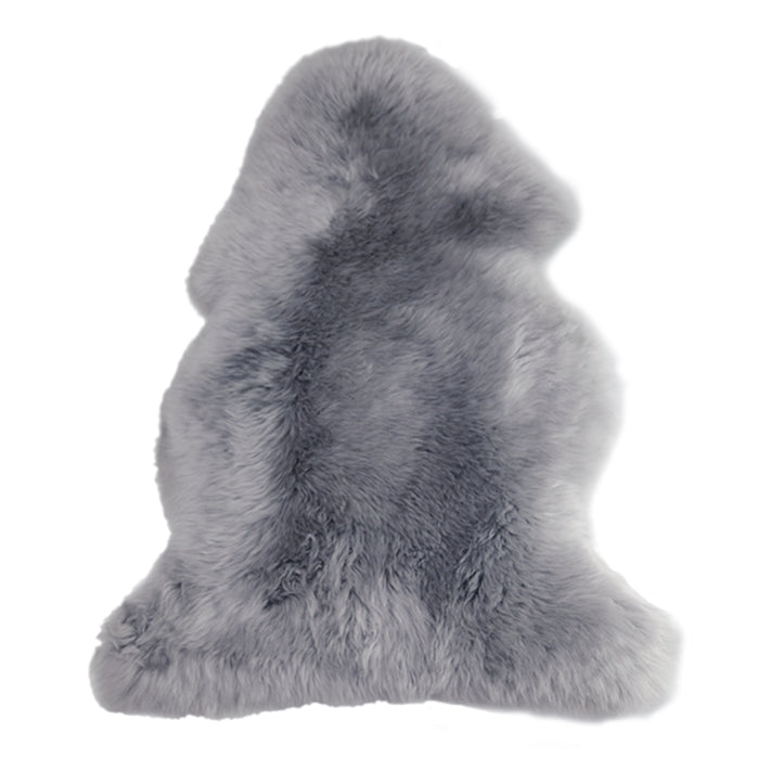 Medium - Single Long Wool Sheepskin Rug - SHEEPSKINRUGSINGLEGREY