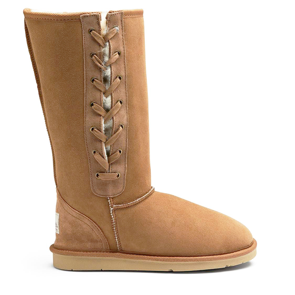 Tall Lace Up Sheepskin Boots - TALLLACECNSIDE