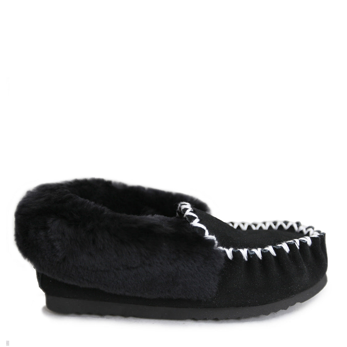 Traditional Sheepskin Moccasin Sheepskin Boots - TRAMOCCBLACKSIDE
