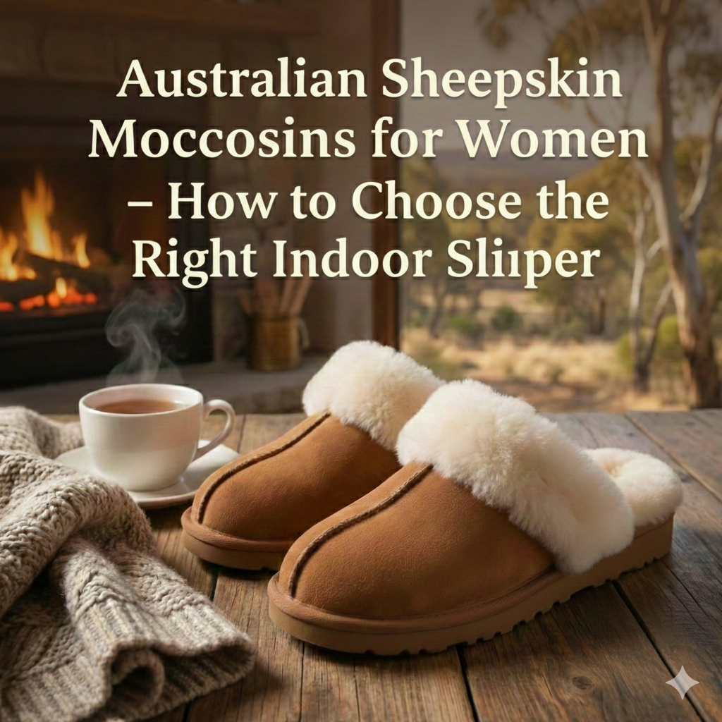 Collection of best Australian sheepskin women's slippers including scuffs and moccasins.