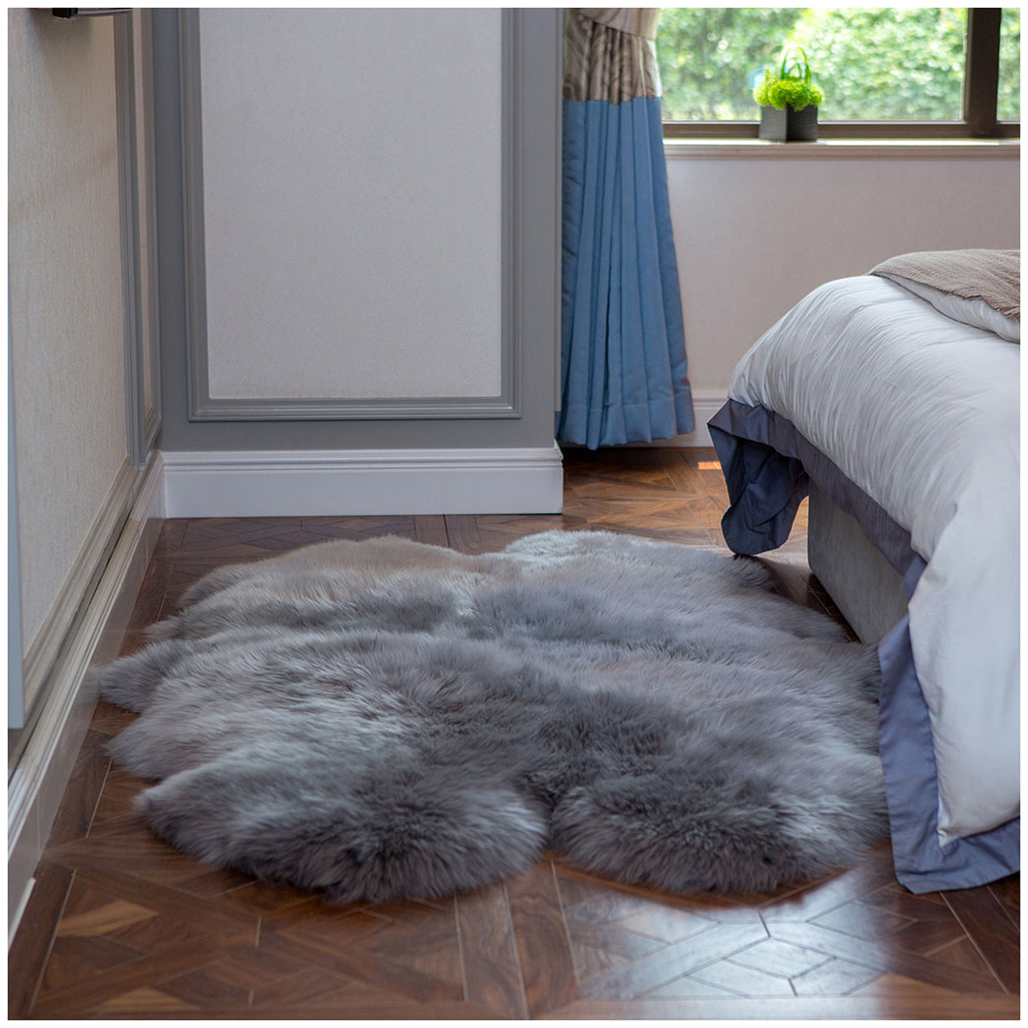 large natural shape sheepskin rug