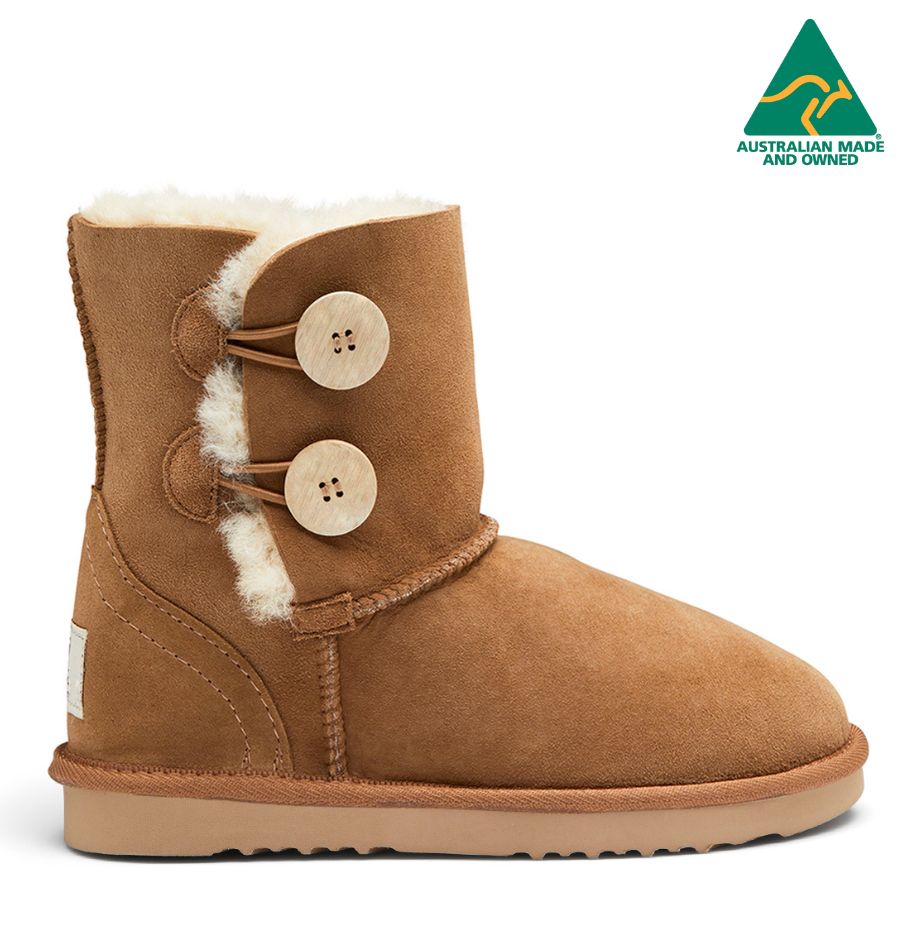 Double Button Sheepskin Boots Australia - Koalabi Australia