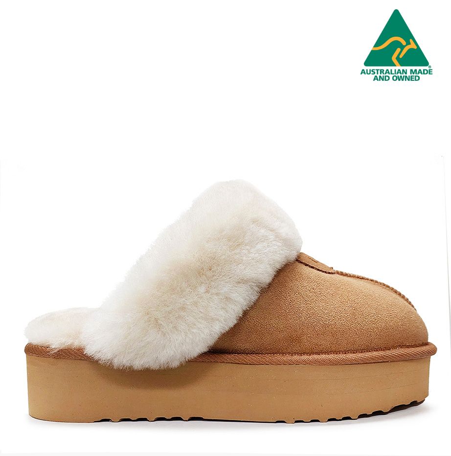 Charlotte Platform Sheepskin Scuff - Koalabi Boots