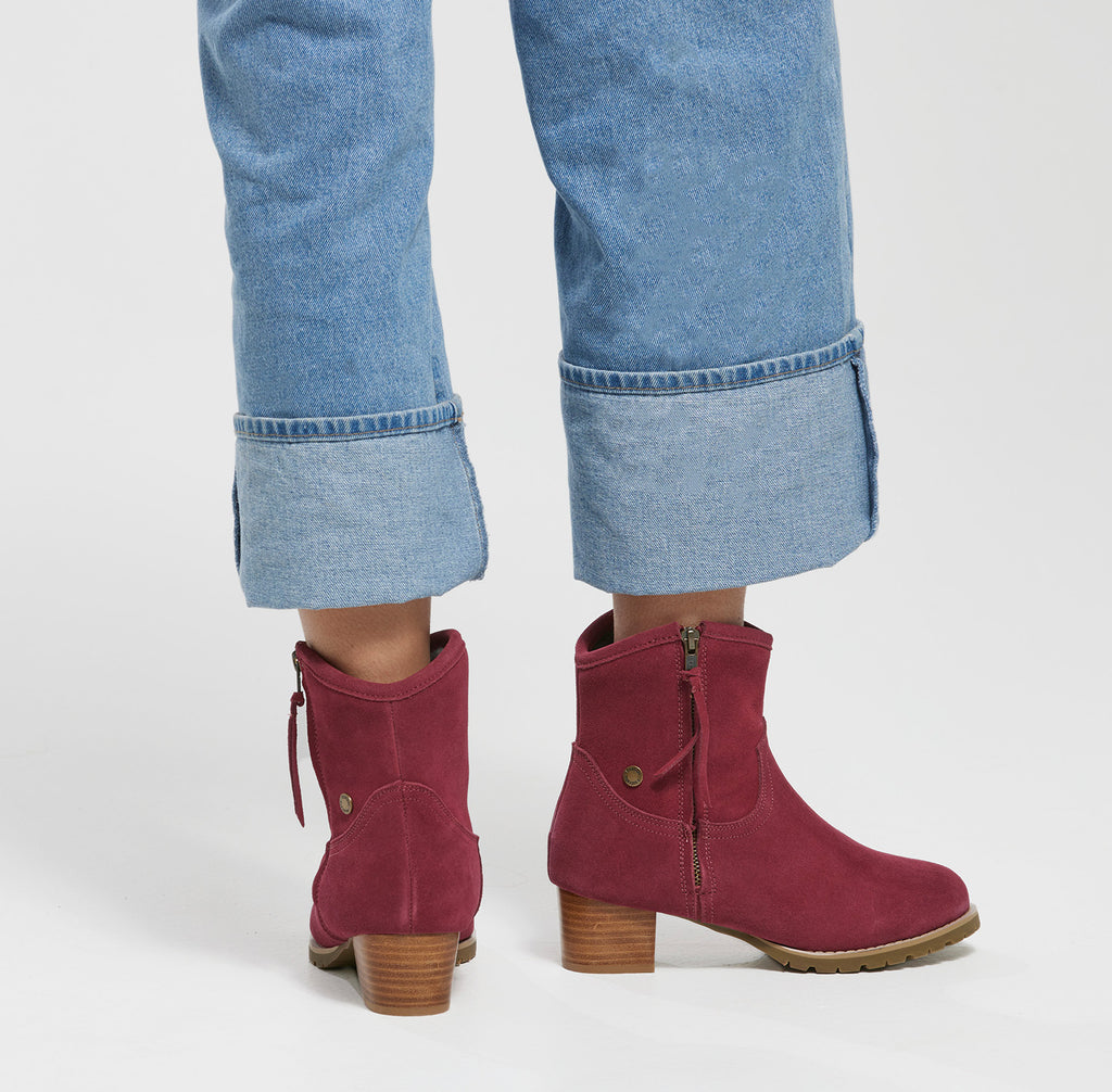 Bonnie Suede Boot - BURGUNDYBACK