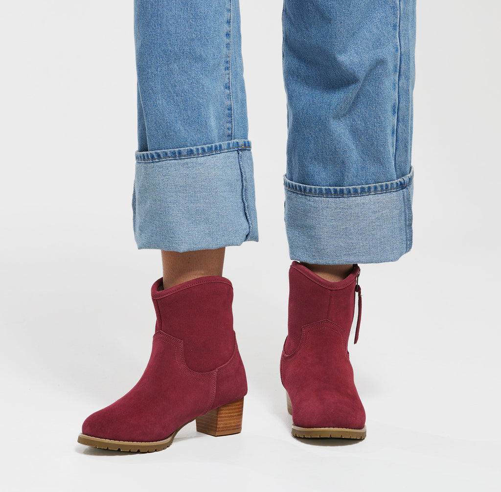 Bonnie Suede Boot - BURGUNDYFRONT