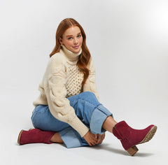 Bonnie Suede Boot - BURGUNDYMODEL