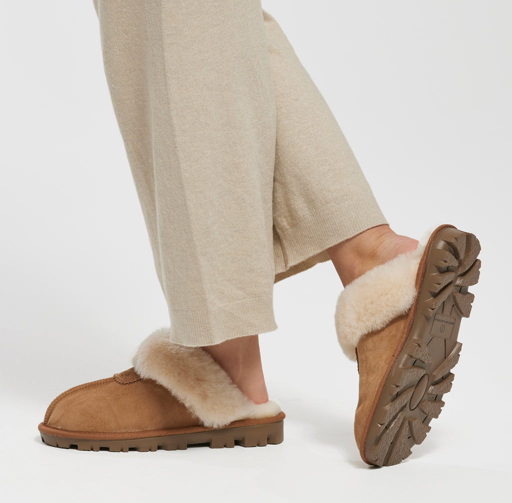 Charlotte Sheepskin Scuff - CHARLOTTECHESTNUTOUTSOLEE