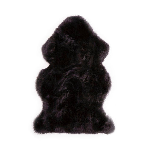 Quad Long Wool Sheepskin Rug - black