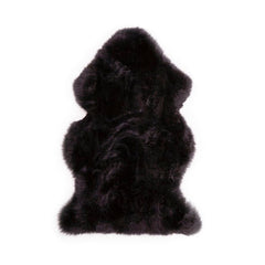 Quad Long Wool Sheepskin Rug - black