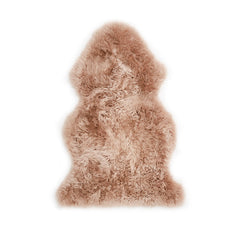 Quad Long Wool Sheepskin Rug - camel