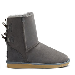 Arrow Short Sheepskin Boots - Koalabi Australia - Gray - ARROWSHORTGLSIDE