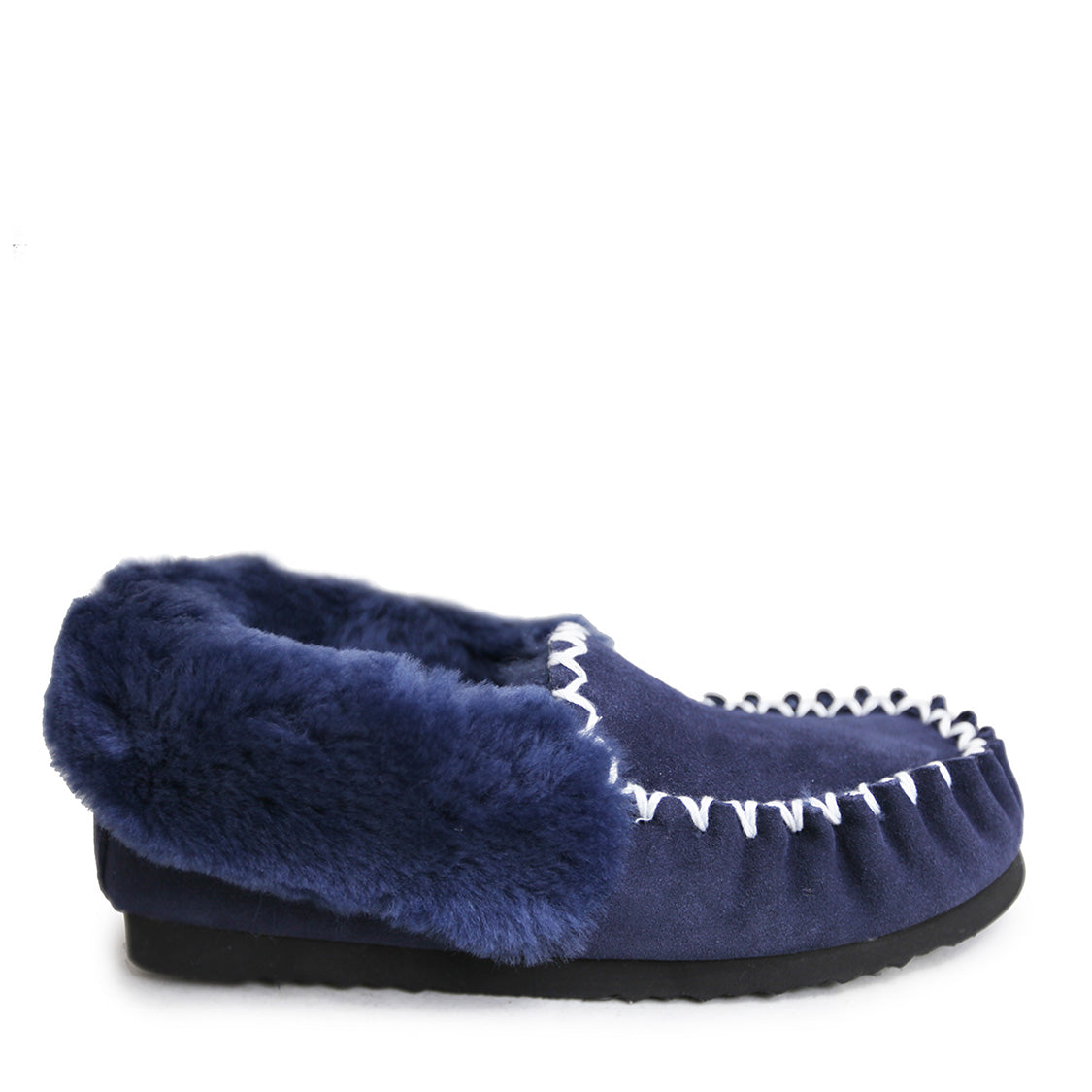Traditional Sheepskin Moccasin Sheepskin Boots  - TRAMOCCNAVYSIDE